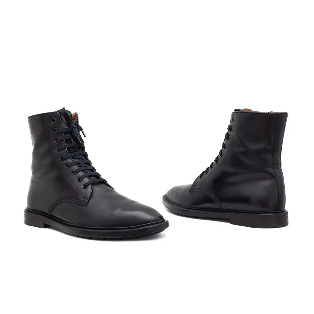 GUCCI Tom Ford Era Men's Leather Side-zip Combat Boot Black EU43.5/US10.5
